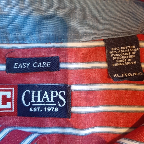 Chaps Easy Care Long Sleeve Button Down Striped Dress Shirt XL - Picture 3 of 4